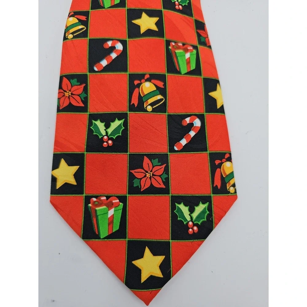 Keith Daniels Christmas Holiday Necktie Red Gift Candy Cane Wide Poly